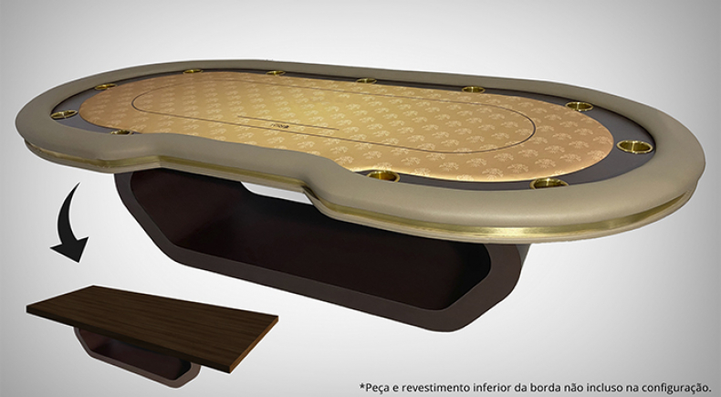 Mesa de Poker Dourada 12 lugares 2 em 1 - Poker Jantar - L11